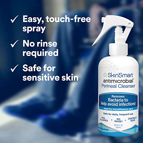 SkinSmart Antimicrobial Perineal Cleanser, Ideal for Incontinence Care and Postpartum, Removes Bacteria, 8 oz Spray
