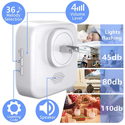 LIOTOIN Wireless Caregiver Pager Call Button Nurse Alert System Call Bell for Home/Elderly/Patients/Disabled 4 Transmitters 4 Plugin Receivers (with Color Light Flashing Reminder)