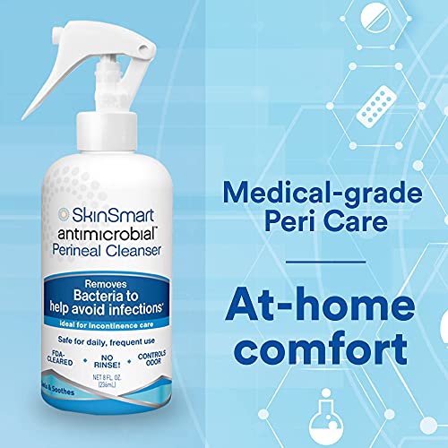 SkinSmart Antimicrobial Perineal Cleanser, Ideal for Incontinence Care and Postpartum, Removes Bacteria, 8 oz Spray