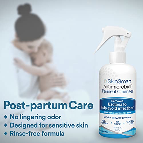 SkinSmart Antimicrobial Perineal Cleanser, Ideal for Incontinence Care and Postpartum, Removes Bacteria, 8 oz Spray