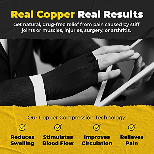 CopperJoint Fingerless Compression Gloves â Copper-Infused Designed to Support your hands - Rapid Recovery and Pain Relief, All Lifestyles - Pair (Medium)