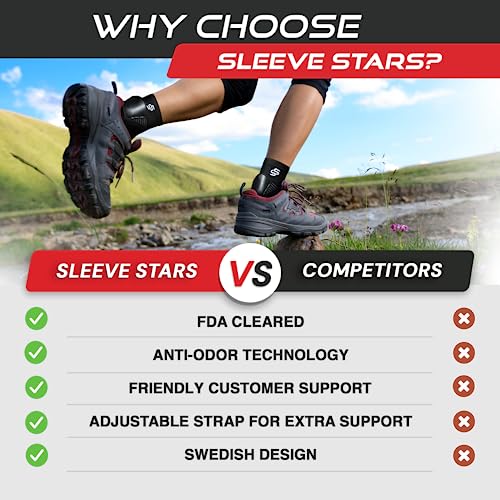 Sleeve Stars Ankle Brace for Plantar Fasciitis Relief, Ankle Support for Women & Men, Ankle Wrap w/ Support Strap for Sprain, Heel Brace for Heel Pain, Foot & Heel Protectors Compression (Single/Black)