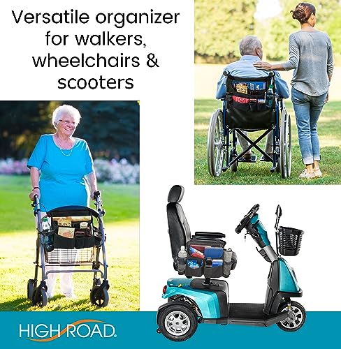 High Road Walker Bag, Mobility Scooter and Wheelchair Storage Accessory with Bottle Holders