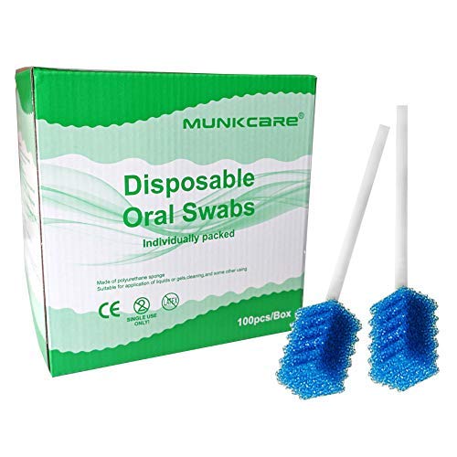 MUNKCARE Oral Care Swabs Disposable- Blue 100 Counts