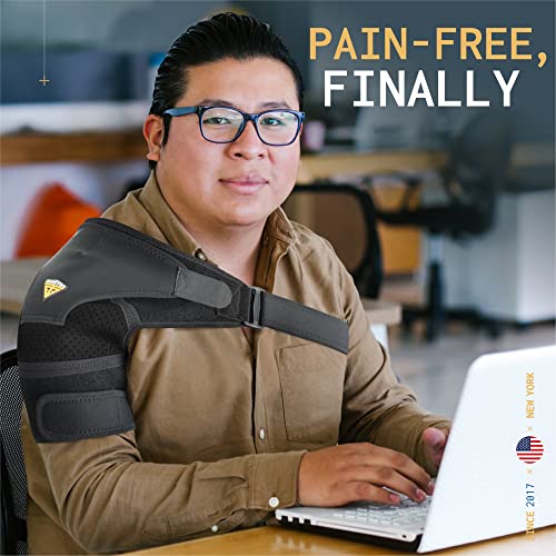 Shoulder Brace for Torn Rotator Cuff - 4 Sizes - Shoulder Pain Relief, Support and Compression - Sleeve Wrap for Shoulder Stability and Recovery - Fits Left and Right Arm, Men & Women (Black, Large/X-Large)