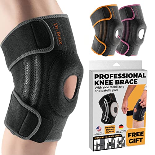 Dr. Brace ELITE Knee Brace with Side Stabilizers & Patella Gel Pads for Maximum Knee Pain Support and fast recovery for men and women-Please Check How To Size Video (Mercury, Large)