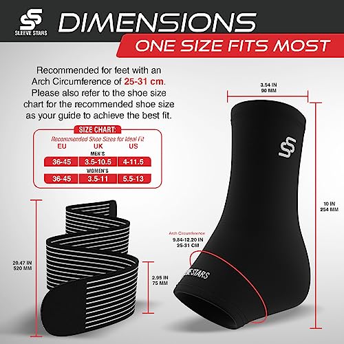 Sleeve Stars Ankle Brace for Plantar Fasciitis Relief, Ankle Support for Women & Men, Ankle Wrap w/ Support Strap for Sprain, Heel Brace for Heel Pain, Foot & Heel Protectors Compression (Single/Black)