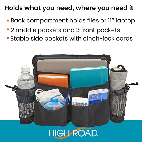 High Road Walker Bag, Mobility Scooter and Wheelchair Storage Accessory with Bottle Holders