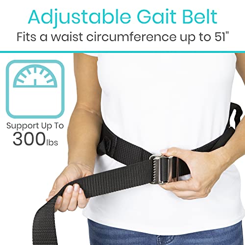 Vive Transfer Belt with Handles - Medical Nursing Safety Gait Patient Assist - Bariatric, Pediatric, Elderly, Handicap, Occupational & Physical Therapy - PT Gate Strap Quick Release Metal Buckle
