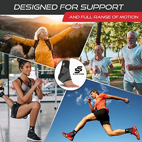 Sleeve Stars Ankle Brace for Plantar Fasciitis Relief, Ankle Support for Women & Men, Ankle Wrap w/ Support Strap for Sprain, Heel Brace for Heel Pain, Foot & Heel Protectors Compression (Single/Black)