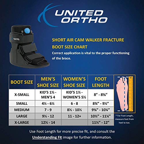 United Ortho Short Air Cam Walker Fracture Boot, Fits Left or Right, Medium, Black