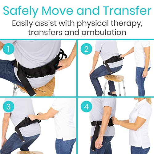 Vive Transfer Belt with Handles - Medical Nursing Safety Gait Patient Assist - Bariatric, Pediatric, Elderly, Handicap, Occupational & Physical Therapy - PT Gate Strap Quick Release Metal Buckle
