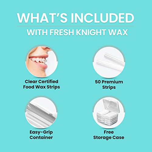Braces Wax,10 Pack. Dental Wax for Braces & Aligners, Unscented & Flavorless - 50 Premium Orthodontic Wax Strips. White Cases. Includes storage case. Food Grade ortho brace wax. Fresh Knight. (White)