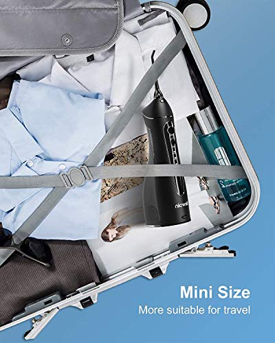 Water Dental Flosser Cordless for Teeth - Nicwell 4 Modes Dental Oral Irrigator, Portable and Rechargeable IPX7 Waterproof Powerful Battery Life Water Teeth Cleaner Picks for Home Travel