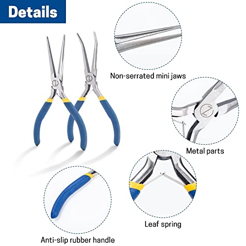 6" Mini Needle Nose Pliers with Comfort Grip Handles,2 Pliers Set for Handmade Craft