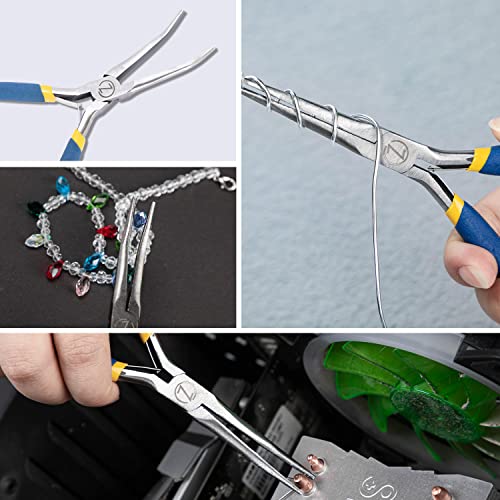 6" Mini Needle Nose Pliers with Comfort Grip Handles,2 Pliers Set for Handmade Craft