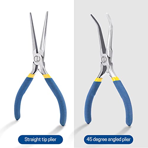 6" Mini Needle Nose Pliers with Comfort Grip Handles,2 Pliers Set for Handmade Craft