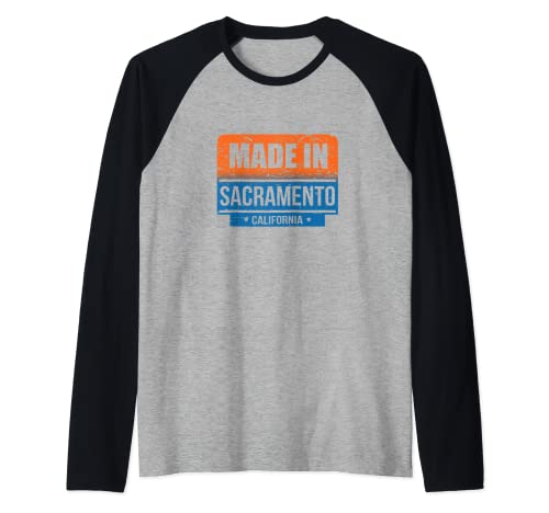 Made In Sacramento California Raglan Baseball Tee