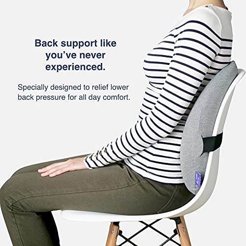 Cushion Lab Extra Dense Lumbar Pillow - Patented Ergonomic Multi-Region Firm Back Support for Lower Back Pain Relief - Lumbar Support Cushion w/Strap for Office Chair, Car, Sofa, Plane - Black