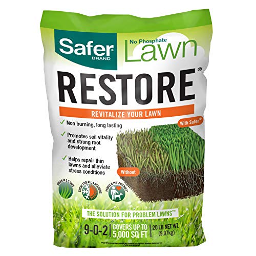 Safer Brand 9335SR Lawn Restore Natural Non-Burning Lawn Fertilizer - 9-0-2 NPK - Covers up to 5,000 Sq Ft