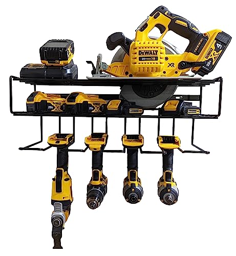 c2M Heavy Duty Floating Tool Shelf & Organizer | Wall Mounted Garage Storage Rack for Handheld & Power Tools | USA Made, 100# Weight Limit, Compact Steel Design | Perfect for Father's Day | Black