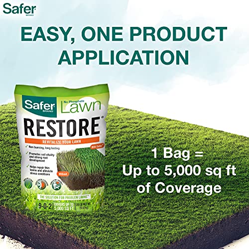 Safer Brand 9335SR Lawn Restore Natural Non-Burning Lawn Fertilizer - 9-0-2 NPK - Covers up to 5,000 Sq Ft