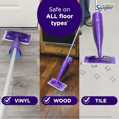 Swiffer WetJet Hardwood and Floor Spray Mop Cleaner Starter Kit, Includes: 1 Power Mop, 10 Pads, Cleaning Solution, Batteries