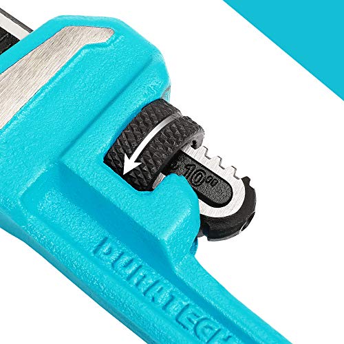 DURATECH 10-Inch Heavy Duty Pipe Wrench, Adjustable Plumbing Wrench, Malleable Cast Iron Handle, Exceed GGG standard