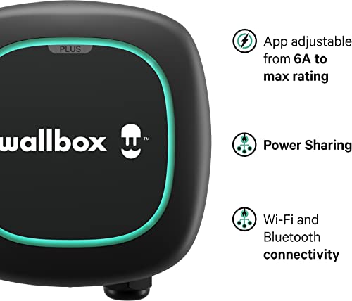 Pulsar Plus Level 2 Electric Vehicle Smart Charger - 48 Amp Hardwired Ultra Compact, WiFi, Bluetooth, Alexa and Google Home - 25 Foot Cable - UL Certified - OCPP Enabled - Indoor/Outdoor - by Wallbox