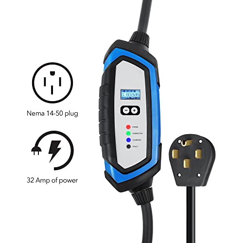 Lectron NEMA 14-50 Level 2 EV Charger - 240V 32 Amp with 21 ft Extension Cord & J1772 Cable - for J1772 EVs