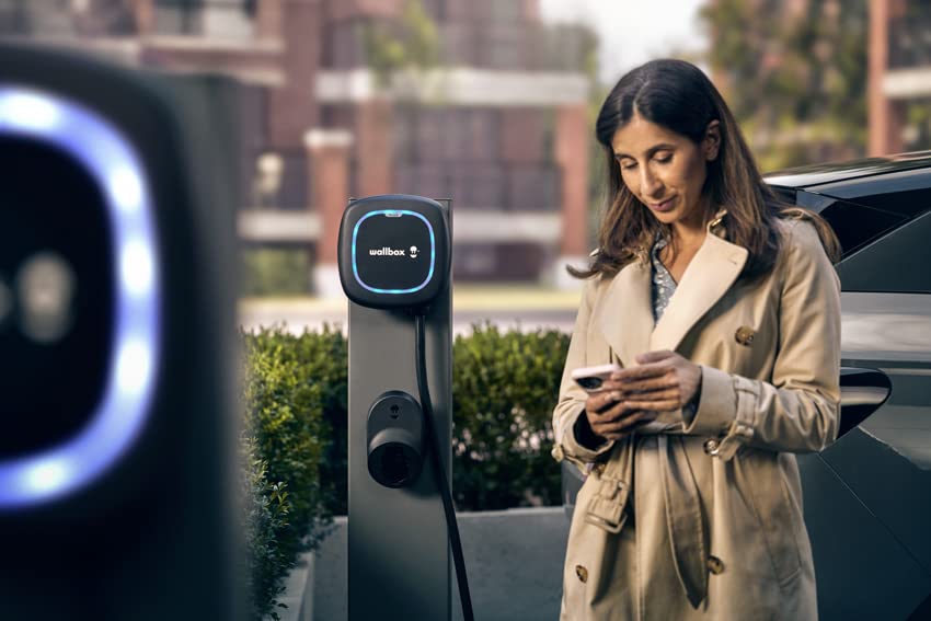 Pulsar Plus Level 2 Electric Vehicle Smart Charger - 48 Amp Hardwired Ultra Compact, WiFi, Bluetooth, Alexa and Google Home - 25 Foot Cable - UL Certified - OCPP Enabled - Indoor/Outdoor - by Wallbox