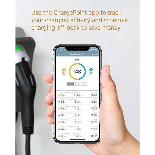 ChargePoint Home Flex Electric Vehicle (EV) Charger upto 50 Amp, 240V, Level 2 WiFi Enabled EVSE, UL Listed, Energy Star, NEMA 6-50 Plug or Hardwired, Indoor/Outdoor, 23-Foot Cable