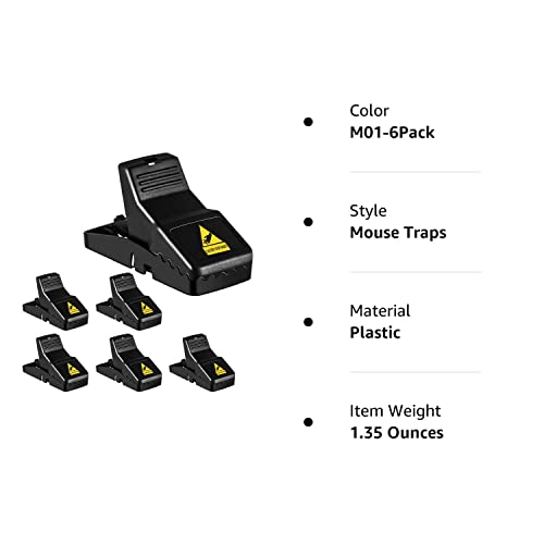 Mouse Traps, Mice Traps for House, Small Mice Trap Indoor Quick Effective Sanitary Safe Mousetrap Catcher for Family and Pet - 6 Pack