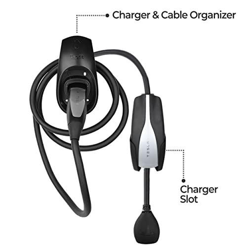 BMZX Tesla Charger Holder Charging Cable Organizer with Charger Slot for Tesla Motors Wall Mount Connector Bracket Adapter Fit American Model S Model X Model 3 Model Y
