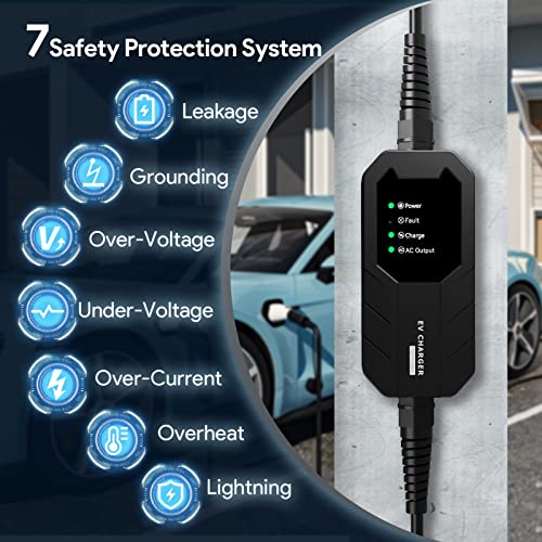 MEGEAR Skysword Level 1 EV Charger, 100-120V 16A 25FT Portable EVSE, NEMA 5-15 Plug Electric Vehicle Charging Station