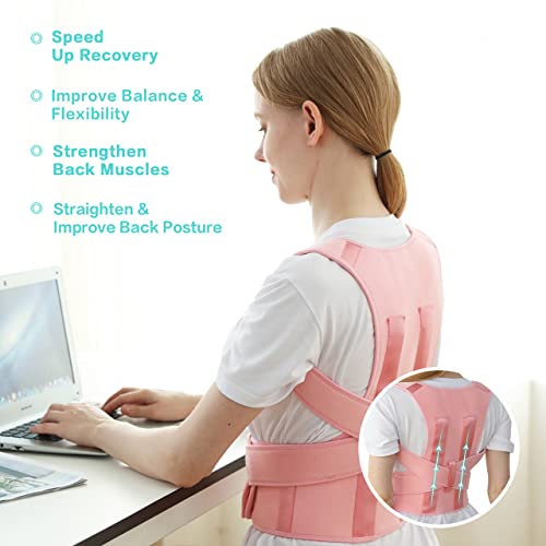 Posture Corrector for Women and Men, Adjustable Breathable Back Straightener, Upper Back Brace for Clavicle Support and Providing Pain Relief from Neck, Back & Shoulder Pink M