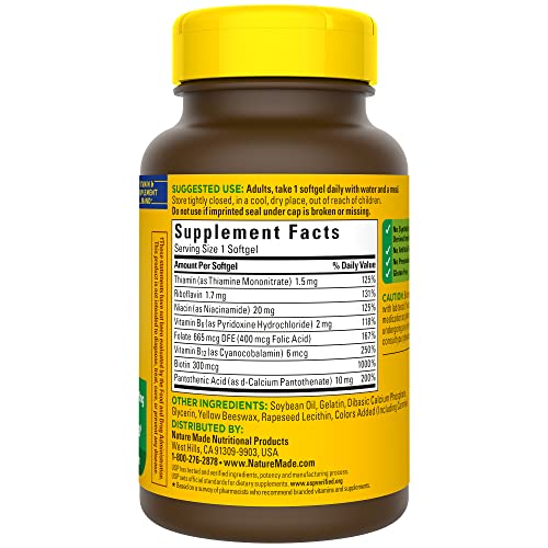 Nature Made Super B Energy Complex, Dietary Supplement for Brain Cell Function Support, 160 Softgels, 160 Day Supply