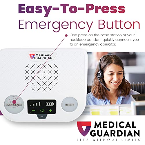 Medical Guardian - Medical Alert System, Medical Alert Bracelet and Necklace Alarm, Call Button System, Medical Alert Systems for Seniors, Monitoring 24/7 - Included Cellular Coverage (1 Month Free)