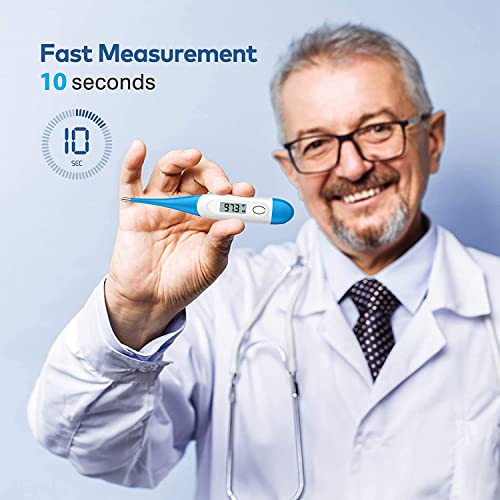 Thermometer for Adults, Digital Oral Thermometer for Fever with 10 Seconds Fast Reading (Light Blue)