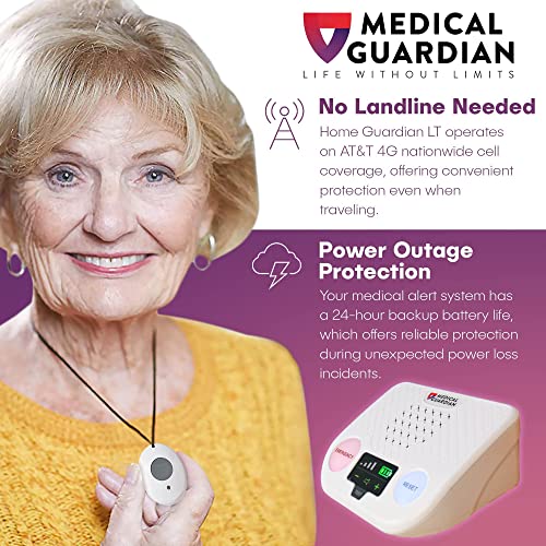 Medical Guardian - Medical Alert System, Medical Alert Bracelet and Necklace Alarm, Call Button System, Medical Alert Systems for Seniors, Monitoring 24/7 - Included Cellular Coverage (1 Month Free)