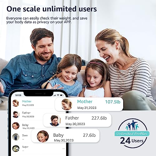 Body Fat Scale, Bveiugn Smart Scale for Body Weight BMI Digital Bathroom Wireless Scales, Body Composition Analyzer with Health Monitor Sync Apps, 400 lbs - Black