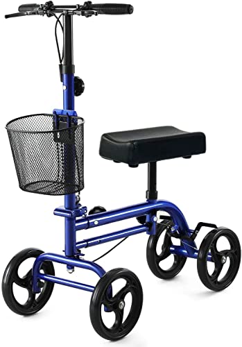 RINKMO Knee Scooterï¼Steerable Knee Walker Economical Knee Scooters for Foot Injuries Best Crutches Alternative (Blue 1)