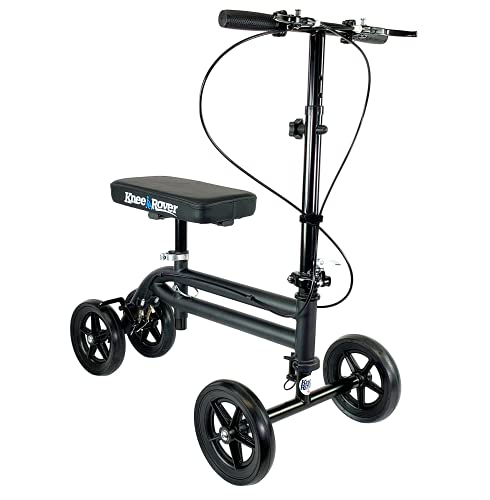 KneeRover Economy Knee Scooter Steerable Knee Walker Crutch Alternative with DUAL BRAKING SYSTEM in Matte Black
