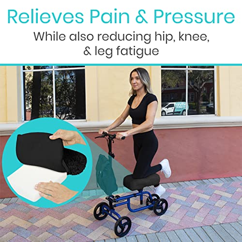 Vive Knee Scooter Pad Cover - Plush Adult Sheepskin Memory Foam Cushion, Walker Accessory for Knee Roller, Padded Accessories, Leg Cart Improves Comfort During Injury, Fits Most Knee Scooters