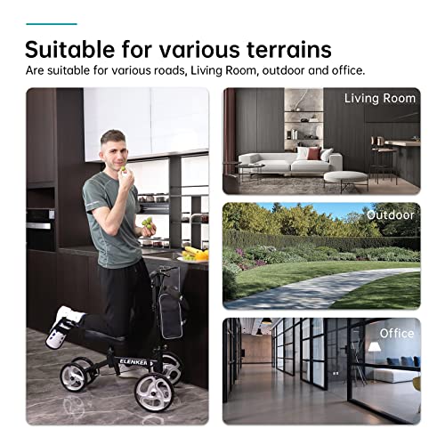 ELENKER Steerable Knee Walker Deluxe Medical Scooter for Foot Injuries Compact Crutches Alternative Black