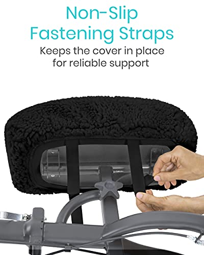 Vive Knee Scooter Pad Cover - Plush Adult Sheepskin Memory Foam Cushion, Walker Accessory for Knee Roller, Padded Accessories, Leg Cart Improves Comfort During Injury, Fits Most Knee Scooters