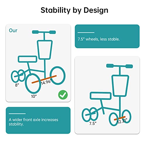 ELENKER Steerable Knee Walker Deluxe Medical Scooter for Foot Injuries Compact Crutches Alternative Black