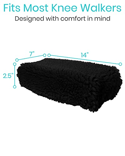 Vive Knee Scooter Pad Cover - Plush Adult Sheepskin Memory Foam Cushion, Walker Accessory for Knee Roller, Padded Accessories, Leg Cart Improves Comfort During Injury, Fits Most Knee Scooters
