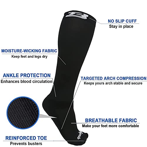 Plus size compression socks wide calf men women knee high 20-30 mmhg breathable circulation xl 2xl 3xl 4xl 5xl