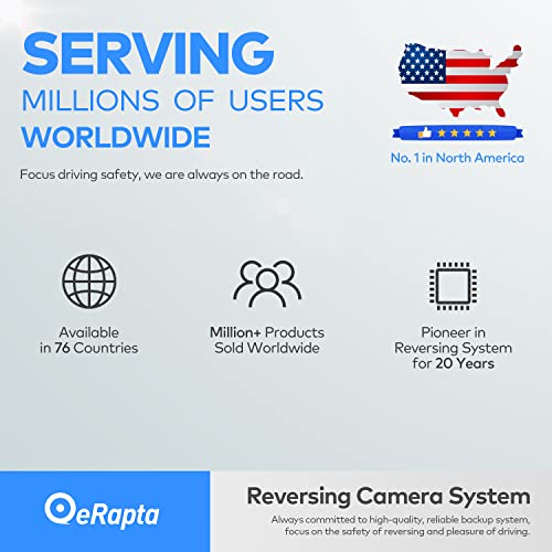 HD eRapta ERT01 Backup Camera Rear View License Plate Reverse Camera Universal for Pickup Truck Car SUV 149Â° Perfect Angle Night Vision IP69 Level Waterproof 3.0 Generation